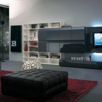 Ideas Stunning Lighting Living Room Night Views 560x325 Contemporary-Living-Area-With-Black-White-Theme-And-Glass-Wall-Mount-560x325