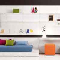 Furniture Stunning White Kids Room Furniture With Colorful Accessories And Black Wall 560x332 Rainbow-Color-Racks-And-Bright-Bunk-Beds-And-Purple-Wall-Color-560x312