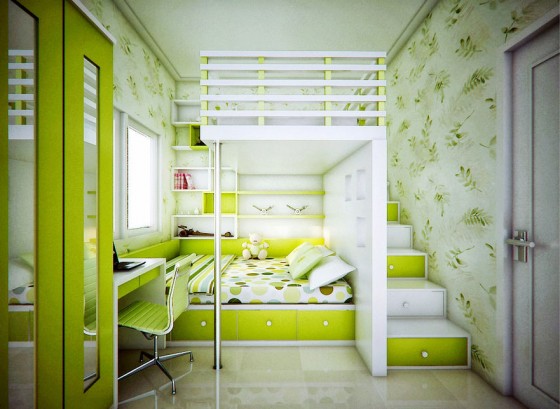 Superb Fresh Green Lime Bedroom Design For Kids 560x409 Teen Room