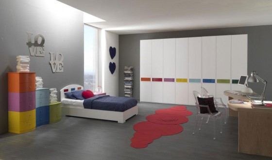 Architecture Teen Room Ideas Grey Themed With Colorful Furniture 560x330 Charming Teen Room Design Inspirations