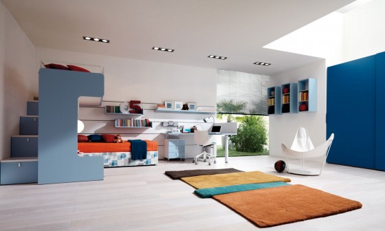 Architecture Very Bright And Cool Beddroom With Blue Theme For Teen 560x336 Cool Teen Room Decor From Zalf