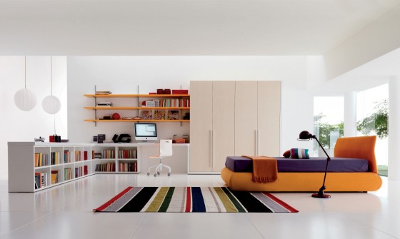 Very Colorful Teen Bedroom With Striped Rugs 560x335 Architecture