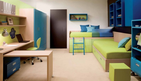 Very Fresh Blue And Green Design Ideas For Twins Bedroom 560x323 Kids Room