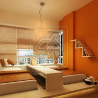 Teen Room Warm Bedroom For Twins With Minimalist Orange Theme 560x415 Minimalist-Modern-Red-and-White-with-Striped-Wall-Feature-560x406