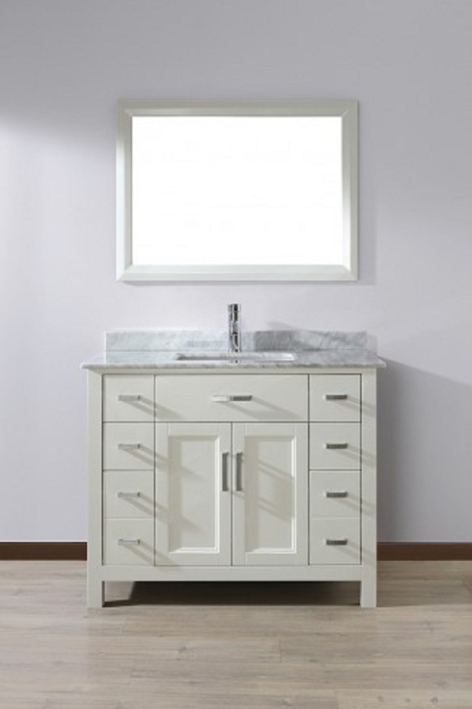 White 42 Inch Bathroom Vanity With Single Mirror Sink Cabinets Ready To Assemble Modern Bath Vanities Vanity Single Wall Hung Bathroom Stores Wood Antique Bedrooms Ronbow Top Bathroom