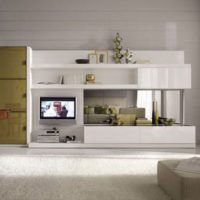 Living Room White Furniture And Wooden Table Sets With Cool Lamps For Living Room Design Big-Lving-Room-Design-Have-a-Big-Tv-Racks-with-Sliding-Mirror