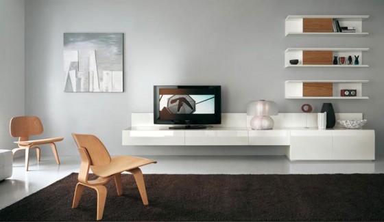 White LCD TV Wall Furniture Mix Wood 560x325 Ideas