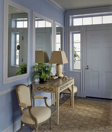 Ideas Beautiful Classic Hallway With Triple Mirror Inspiring Mirror Decorating Ideas for Your Room