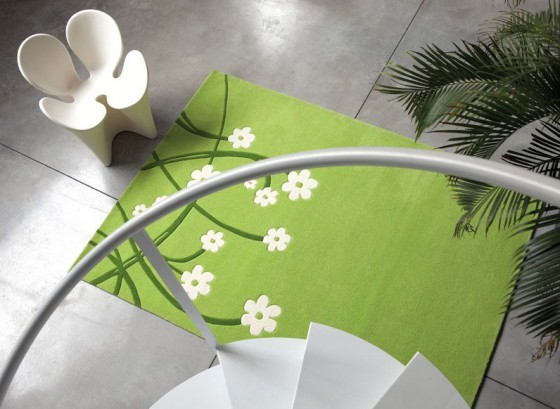 Ideas Beautiful Green White Rugs With Floral Motive By Dhesja For Minimalist White Furniture Astounding And Modern Rugs Design From Dhesja