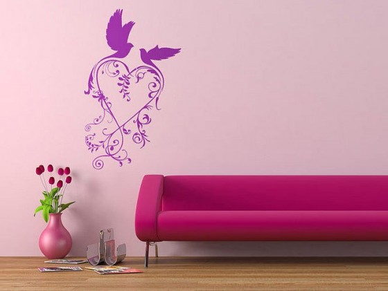 Interior Design Beautiful Pink Room With Purple Cupid Love Stickers Interior Decor With Personal Touch Wall Stickers