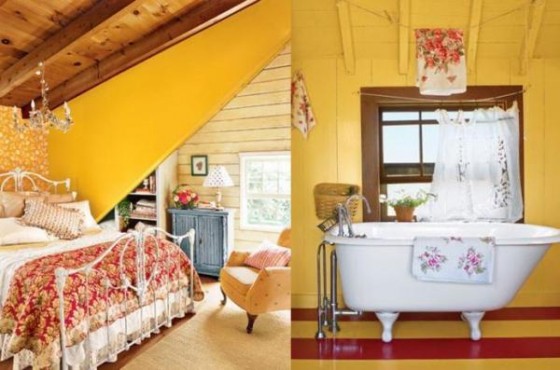 Beautiful Rustic Yellow Bedroom And Bathroom Design Ideas Interior Design
