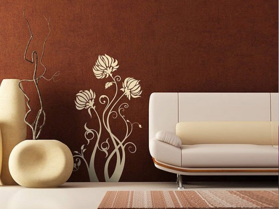 Beautiful Vintage Flower Stickers For Modern Calm Living Room Interior Design