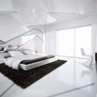 Interior Design Thumbnail size Black White Bedroom With Total Futuristic Wall And Ceiling Decorations