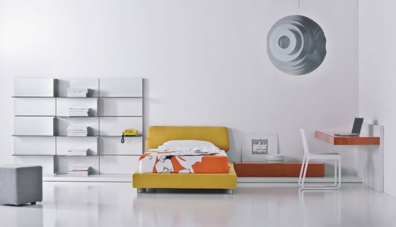 Bright White Teen Bedroom Design By Pianca With Orange Yellow Bedding Teen Room