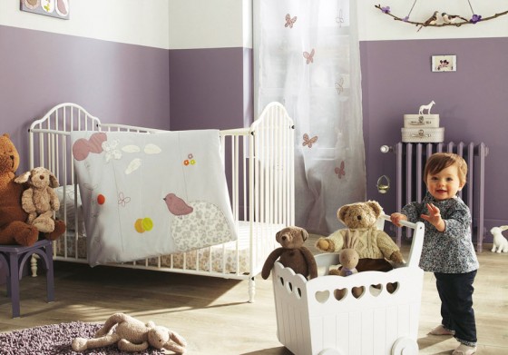 Calm Baby Nursery Purple White Design Ideas