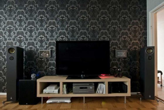 Classic Dark Wallpaer For Living Room Tv Setup Living Room