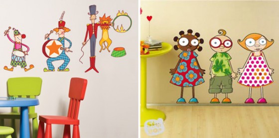 Colorful Cartoon Characters Wall Sticker Design Ideas Kids Room
