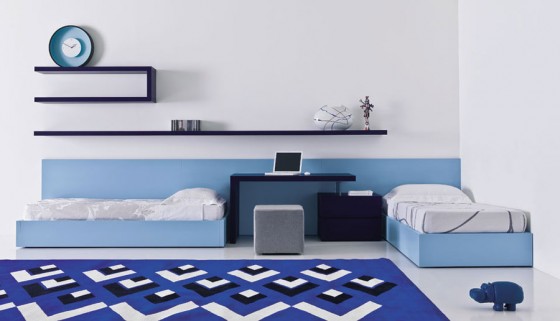 Cool Blue Teenager Bedroom Ideas With Graphical Rugs Design Teen Room
