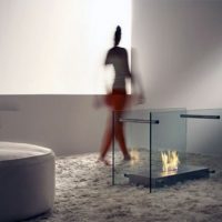 Ideas Thumbnail size Dual Glass Screen Fireplace Design At The Middle Of Room