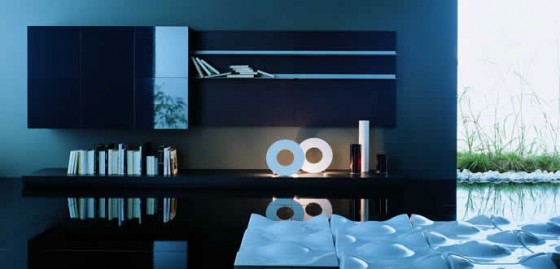 Elegant Black Wall Units With Stunning Lighting Effect Living Room