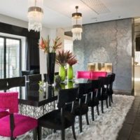Dining Room Glamorous Dining Room Design With Elegant Round Cupboard And Lamps Dining Room Design With Elegant Pink Crystal Elements