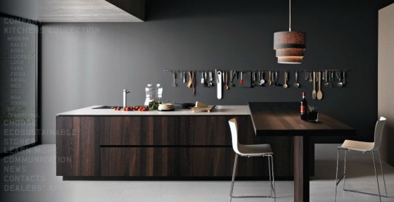 Minimalist Kitchen Design With Dark Grey And Walnut Coffee Tables Kitchen