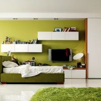 Teen Room Pencil Green Furniture And Bedroom Ideas For Teenagers Minimalistic-Modern-Boy-Teen-Bedroom-with-Flag-Decorations