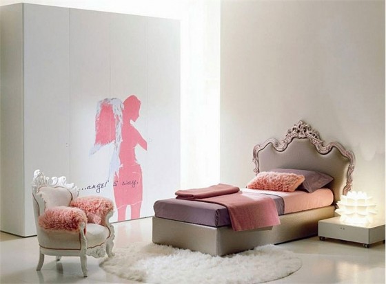 Simple White Pink Bedroom With Princess Chair Teen Room