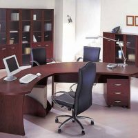 Ideas Thumbnail size Minimalist Office Decorating Ideas For Men Curved Desk Leather Chairs 800x558
